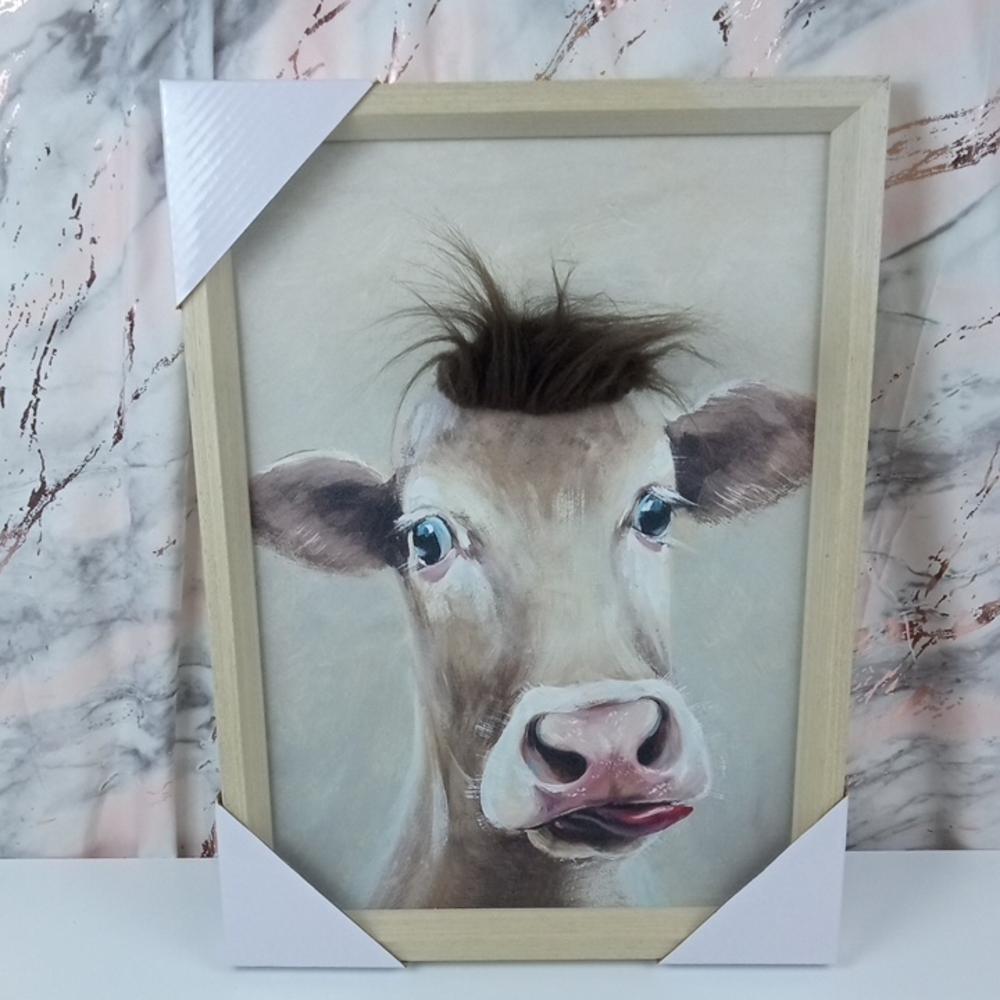 🚜🍒 Cow Portrait with Furry Hair Wall Art